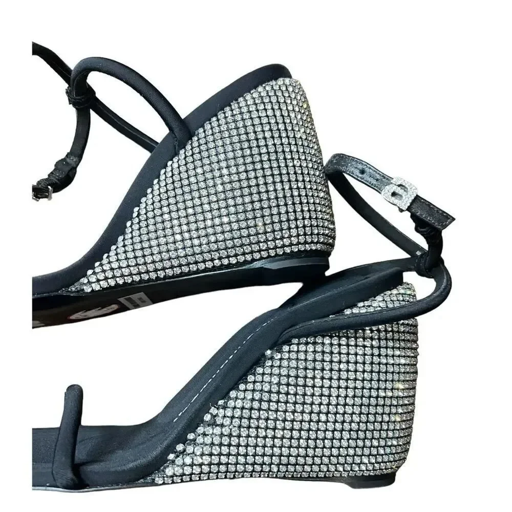 Alexander Wang Dahlia Crystal-Embellished Wedge 105mm Sandals NWOB Size 37
